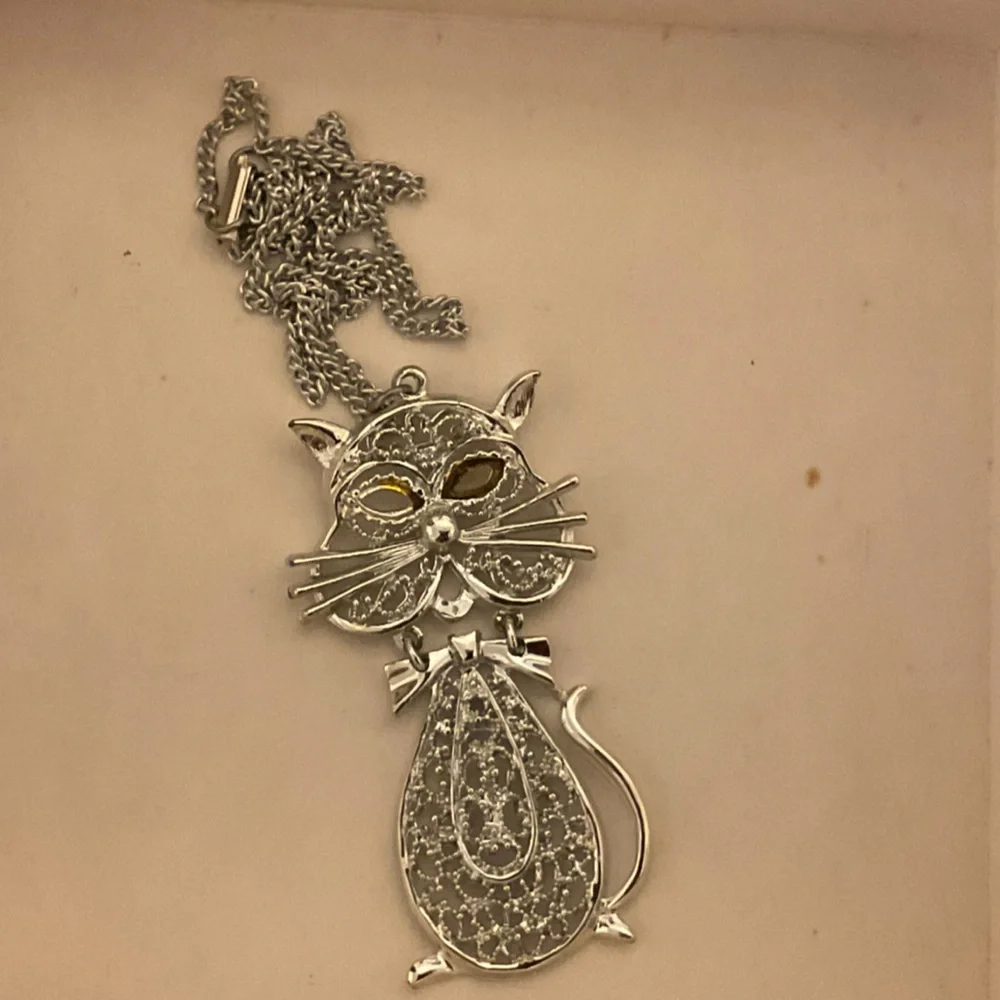 Silver Cat Pendant Necklace